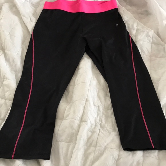 Pants - Black & Pink Capri yoga leggings tights workout 6